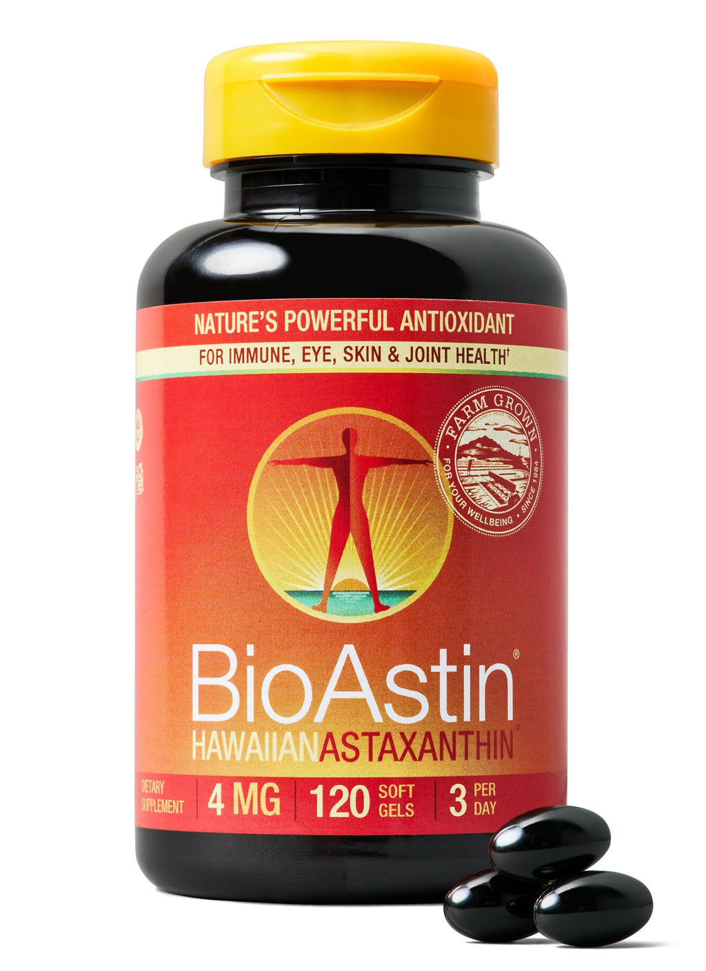 Nutrex BioAstin Hawaiian Astaxanthin 4mg – 120 Softgels | Non-GMO & Gluten-Free