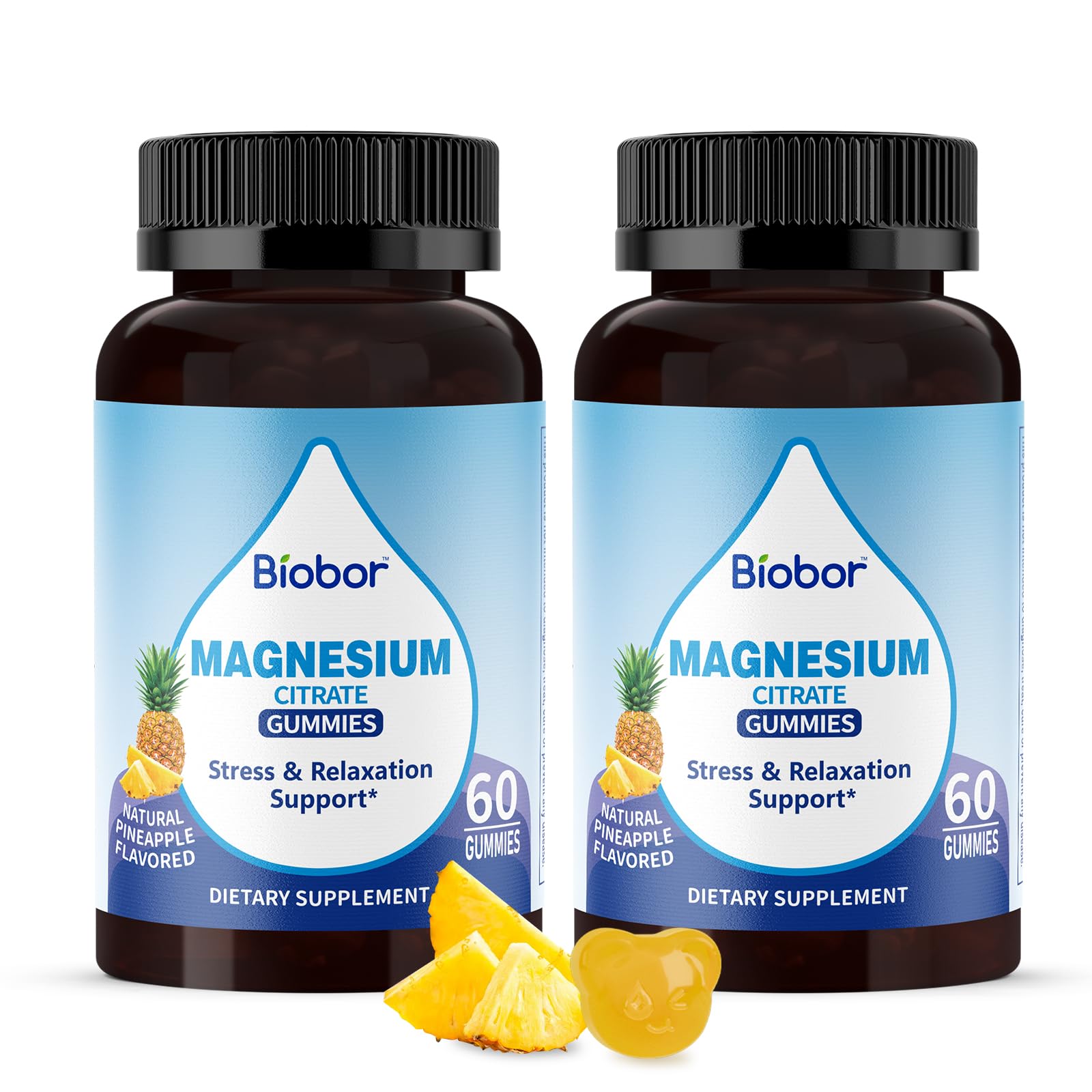 Biobor Potassium Magnesium Gummies – Pineapple, 120 Count, Electrolyte Balance, Gluten Free