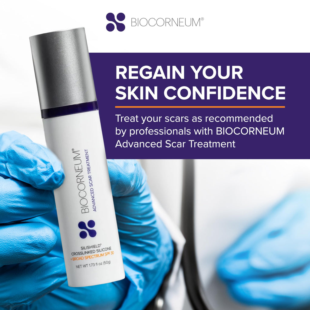 Biocorneum Advanced Scar Treatment with Silishield and SPF 30 (50g) – Silicone Scar Gel for Surgical & Old Scars