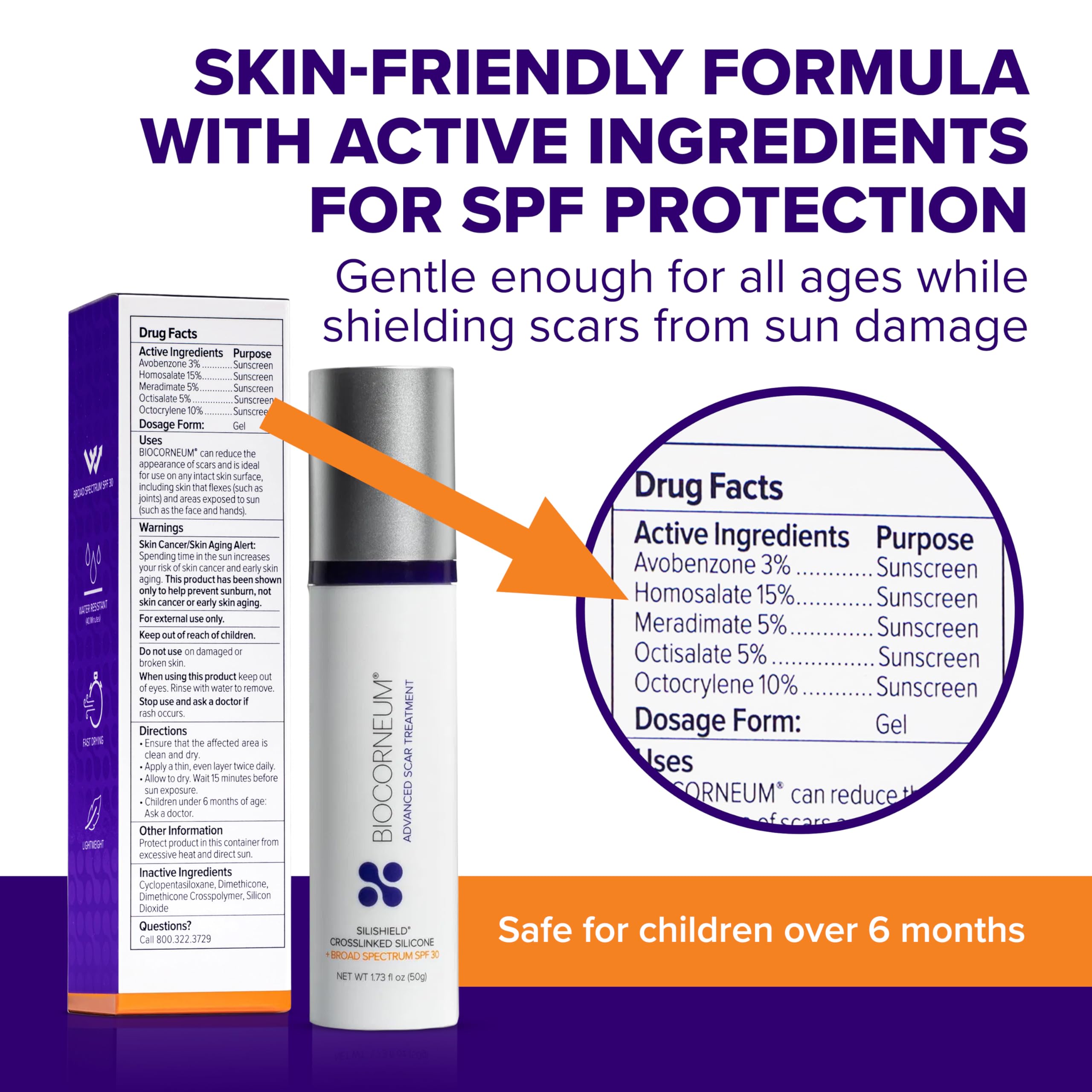 Biocorneum Advanced Scar Treatment with Silishield and SPF 30 – Fast-Drying Silicone Gel, Surgeon-Recommended for New and Old Scars