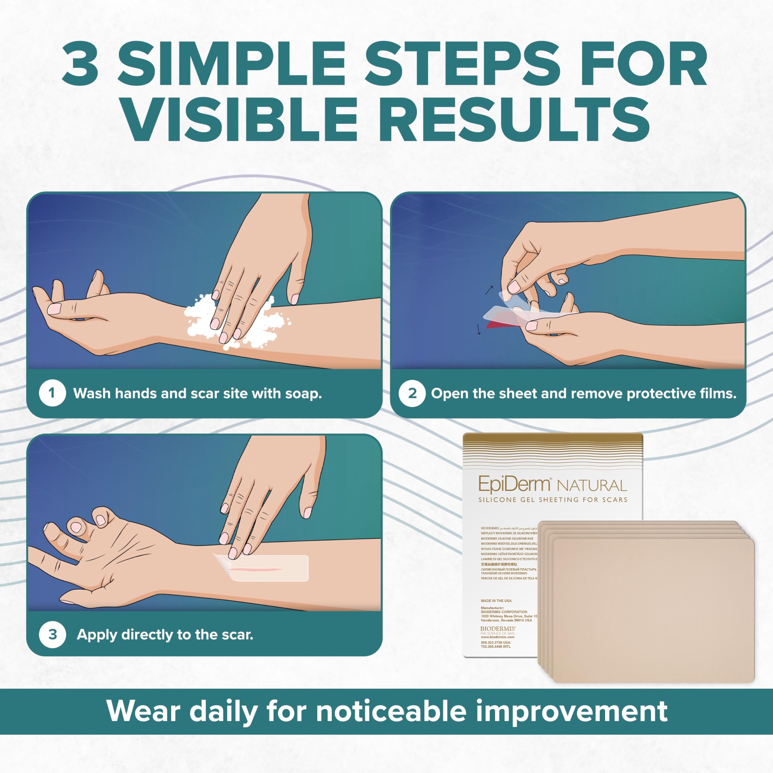 Biodermis EpiDerm Large Silicone Scar Sheets – 11x15.75, 5-Pack