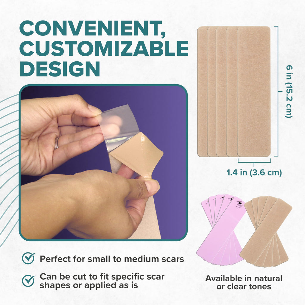 Biodermis EpiDerm Silicone Gel Scar Sheets - Premium 5-Pack, 1.4x6in, Natural