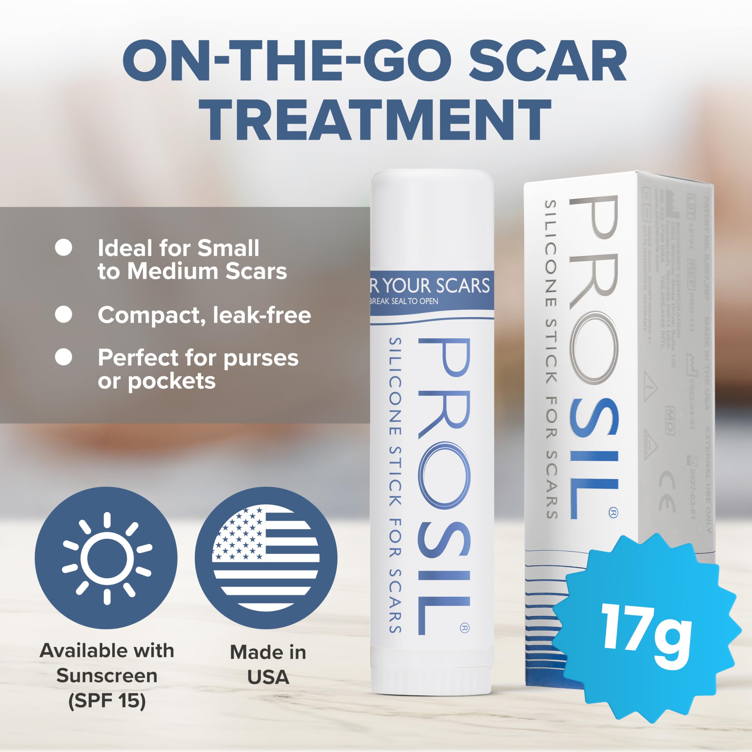 BIODERMIS ProSIL Silicone Scar Stick – Non-Invasive Scar Gel for Surgical, Acne & Burn Scars (17g)