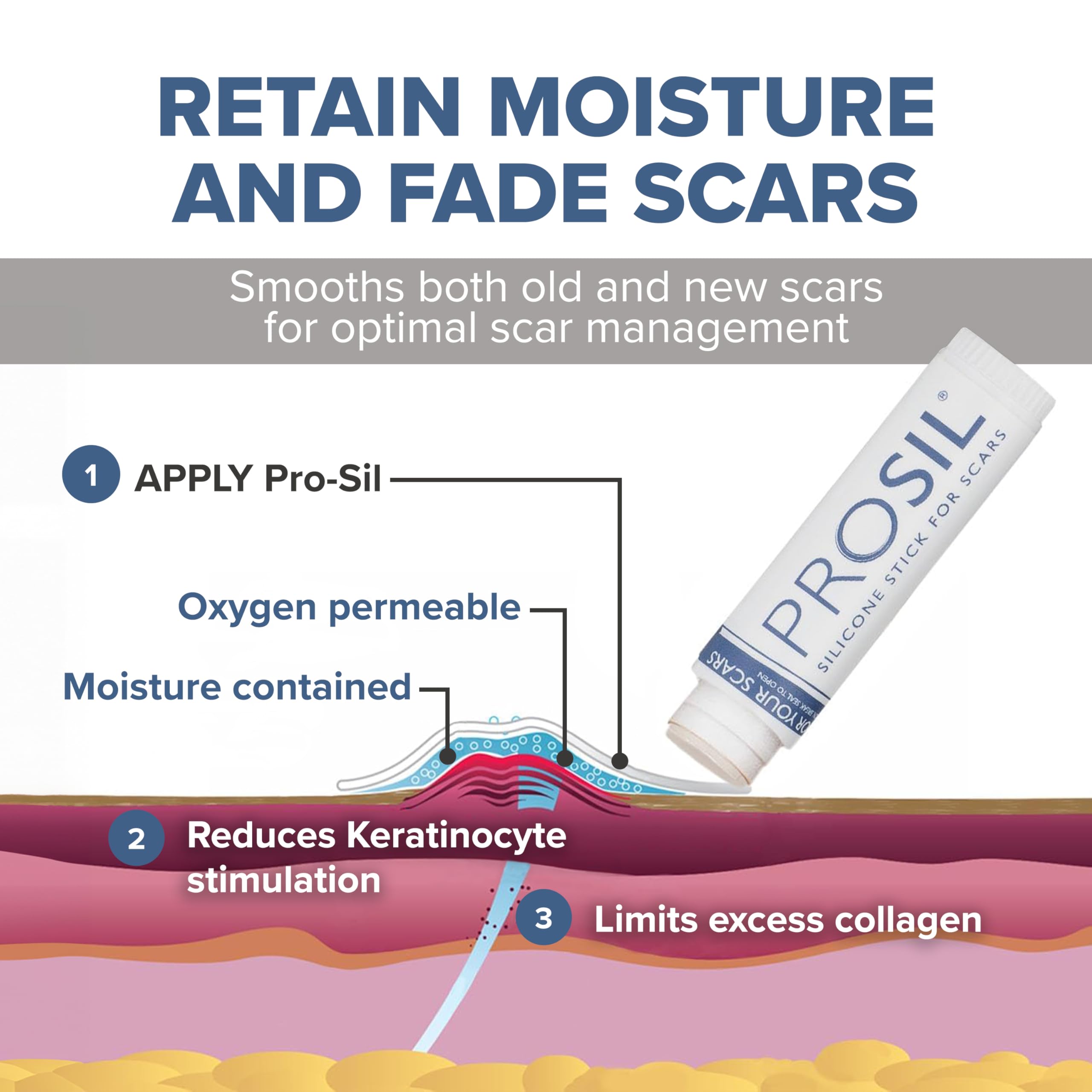 BIODERMIS PROSIL Silicone Scar Stick 4.25g | Glide-On, Mess-Free Scar Care