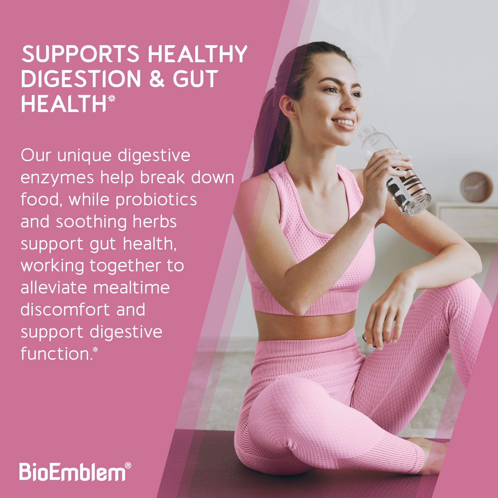 BioEmblem Digestive Enzymes with Probiotics – 10 Enzymes, 1B CFU, 60 Veggie Capsules | Non-GMO