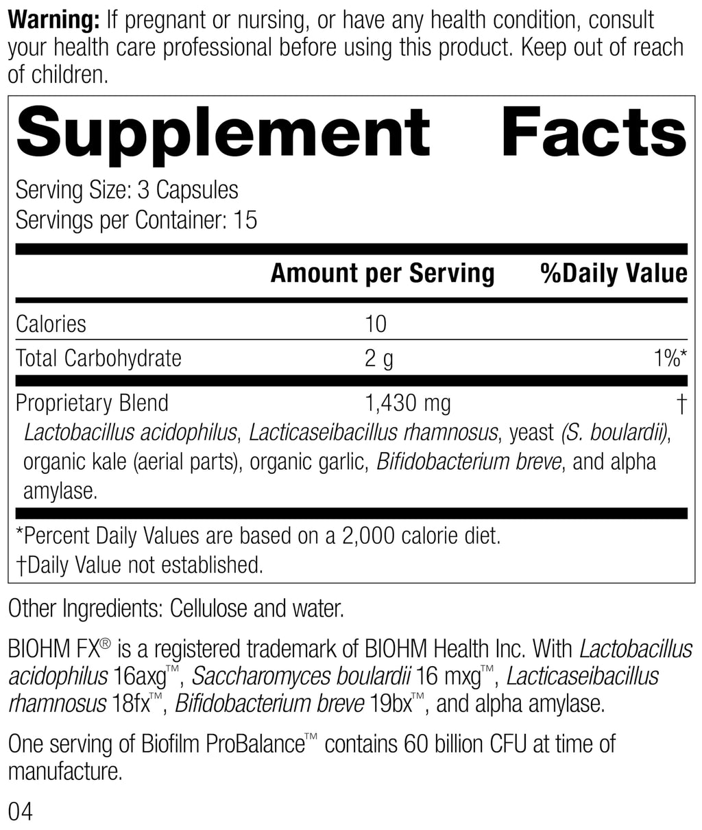 Standard Process Biofilm ProBalance - Digestive Probiotics for Gut Health (45 Capsules, 15 Servings)