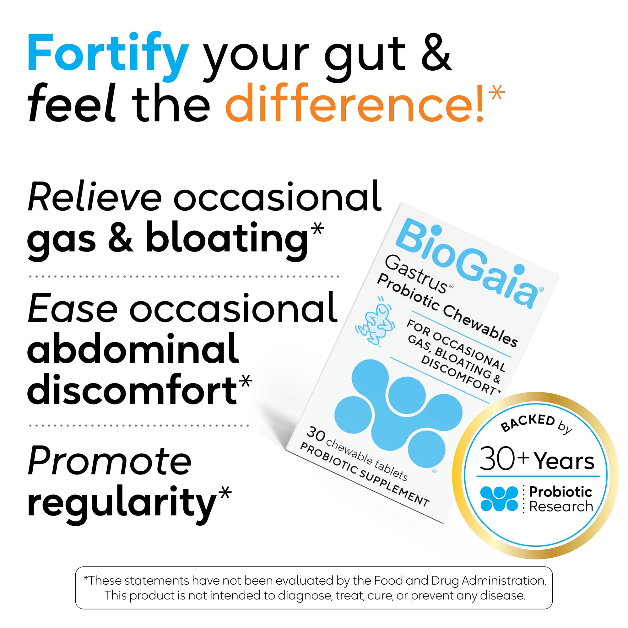 BioGaia Gastrus Gut Health Probiotic | Ease Abdominal Discomfort & Gas