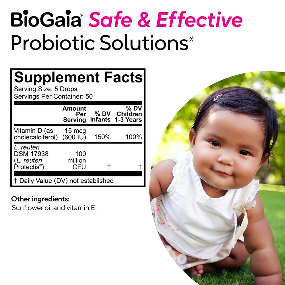 BioGaia Immune Active Baby Probiotic Drops + Vitamin D | 0-36 Months | Digestive & Immune Health