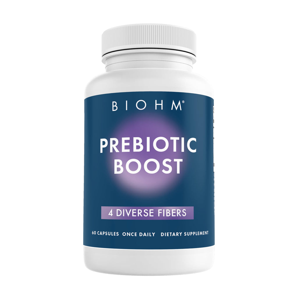 BIOHM Prebiotic Fiber Supplement (60 Capsules) – 4 Diverse Fibers for Probiotic Environment, Gut Health & Immune System Support
