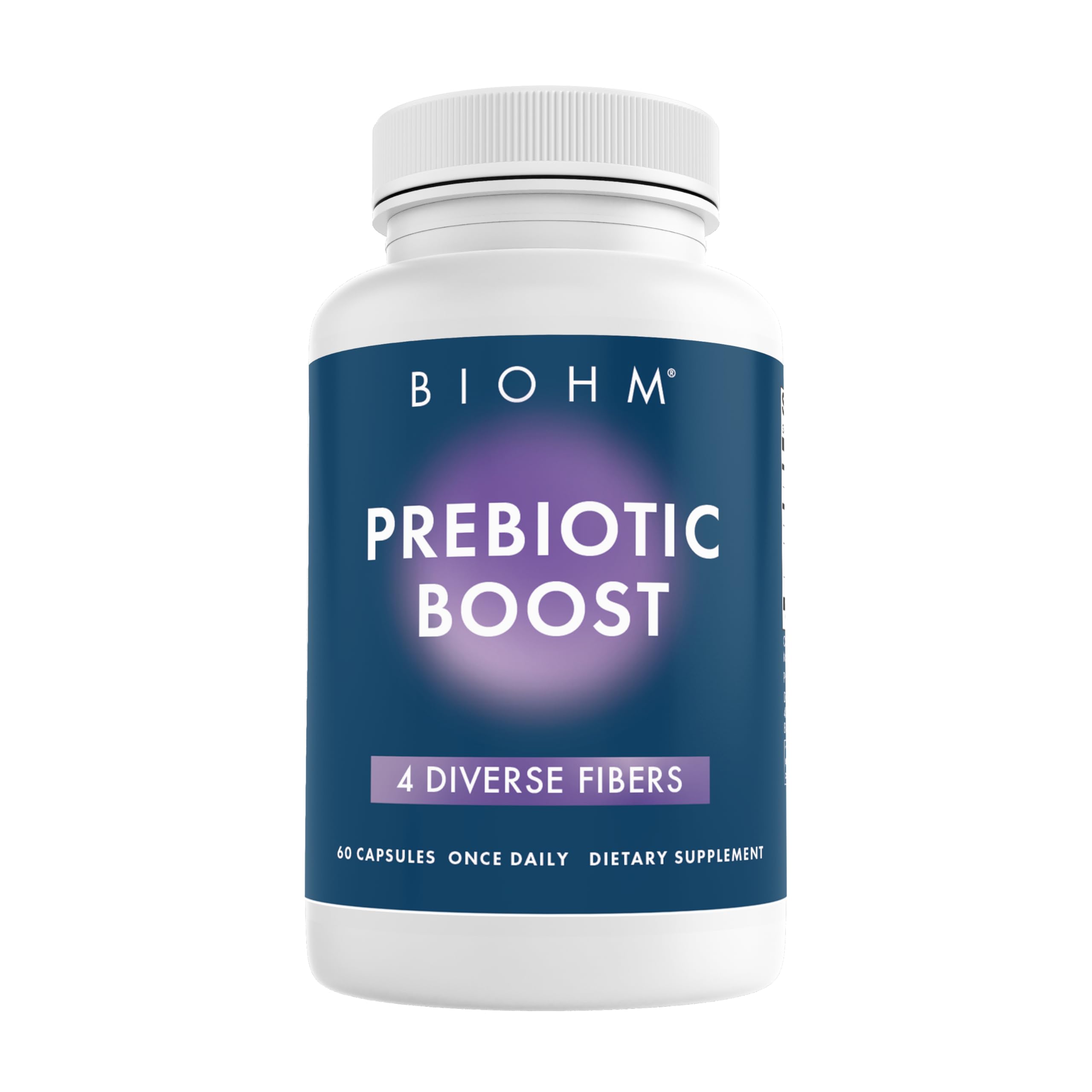 BIOHM Prebiotic Fiber Supplement (60 Capsules) – 4 Diverse Fibers for Probiotic Environment, Gut Health & Immune System Support