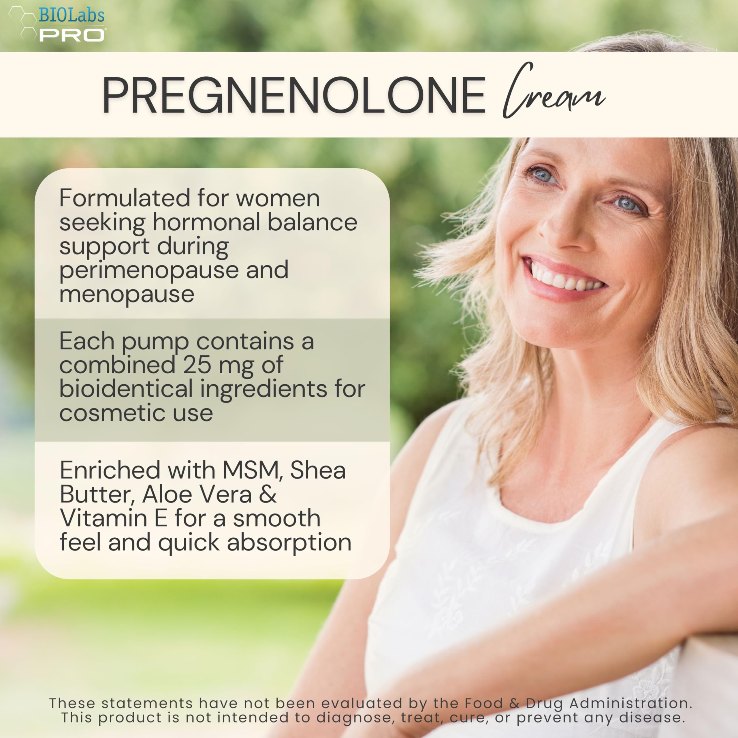 BIOLABS PRO Pregnenolone Cream 2.5% – All-Natural Bioidentical, 3oz Unscented, Two-Month Supply