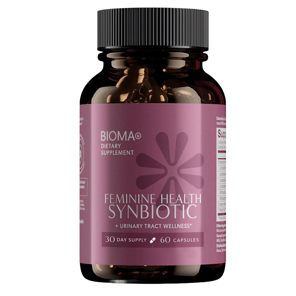 BIOMA Feminine Health Synbiotic – Probiotics, Cranberry & Tributyrin for Vaginal pH, Urinary & Digestive Support | 60 Capsules