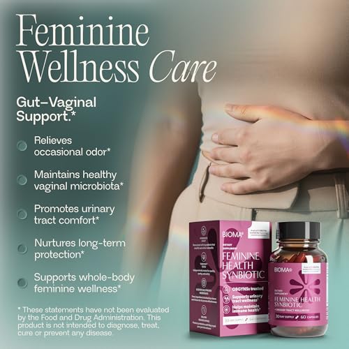 BIOMA Feminine Health Synbiotic – Probiotic Support for Vaginal pH, Urinary & Digestive Wellness (3-Pack, 180 Capsules)