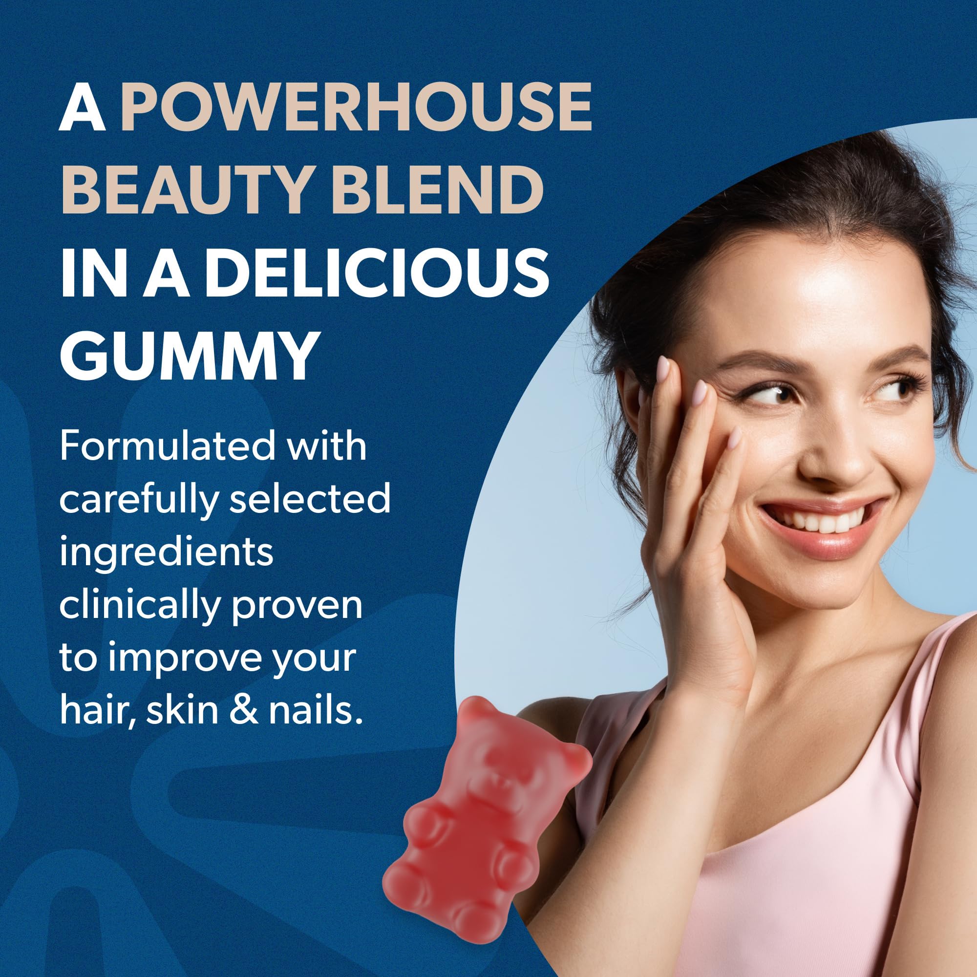 BIOMA Hair, Skin & Nails Beauty Gummies – Biotin, Collagen, Zinc & Vitamins C & E | Gluten-Free | 60 Gummies (30-Day Supply)