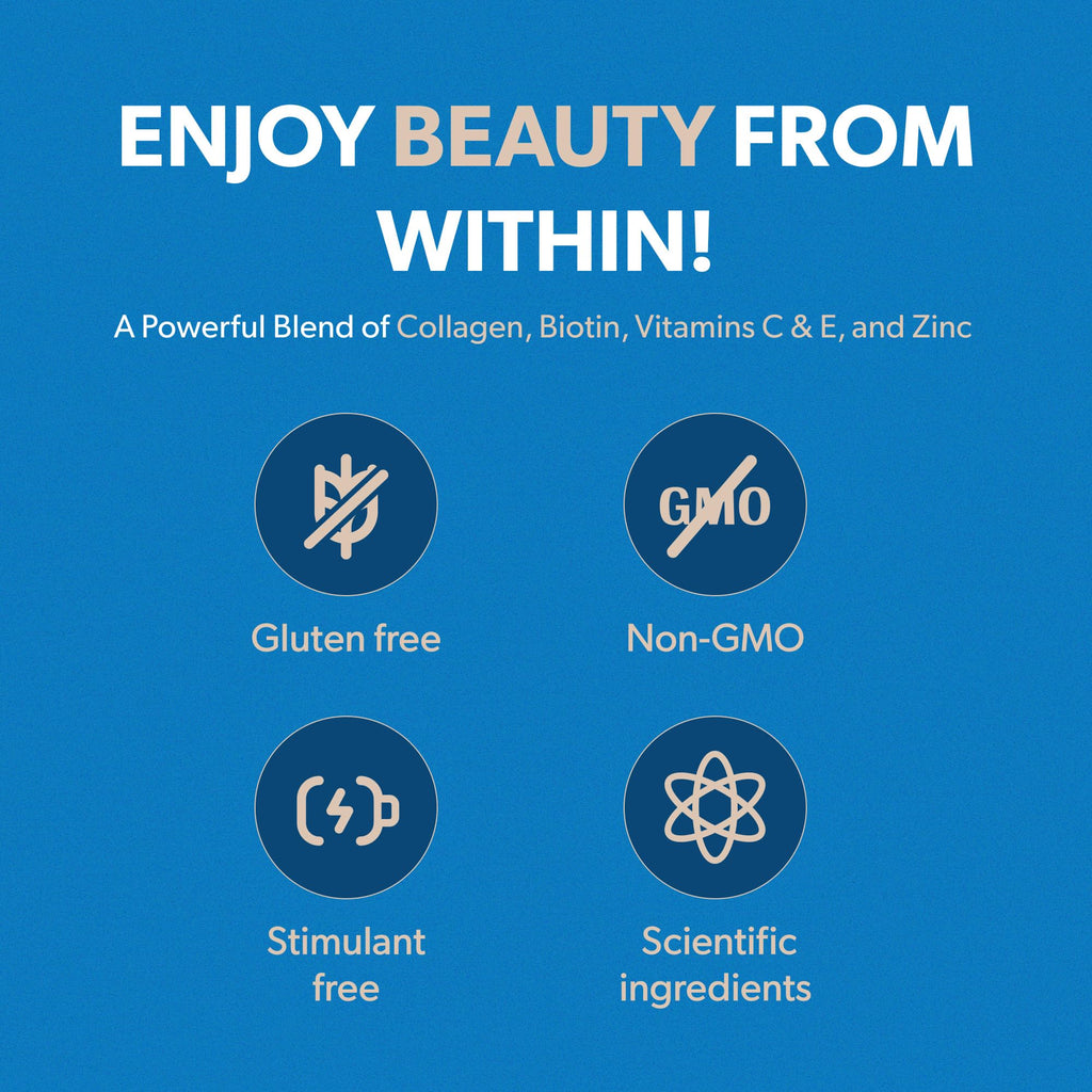 BIOMA Hair, Skin & Nails Gummies – Biotin, Collagen, Zinc, Vitamin C & D – Gluten-Free, 180 Gummies