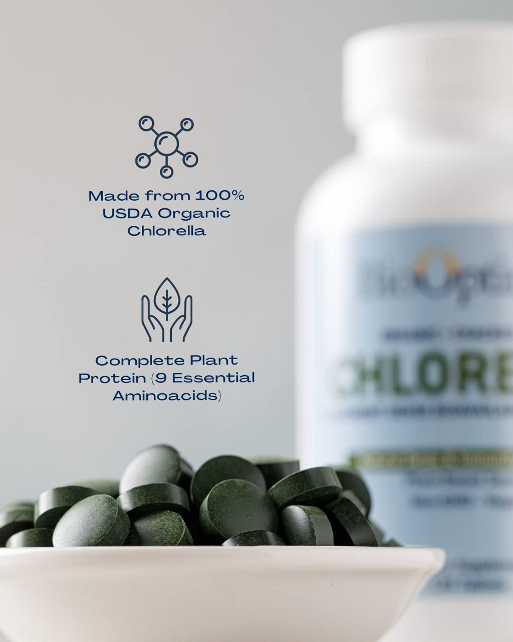 BioOptimal Organic Chlorella Tablets - 500mg, 120 Tablets | Organic & Non-GMO