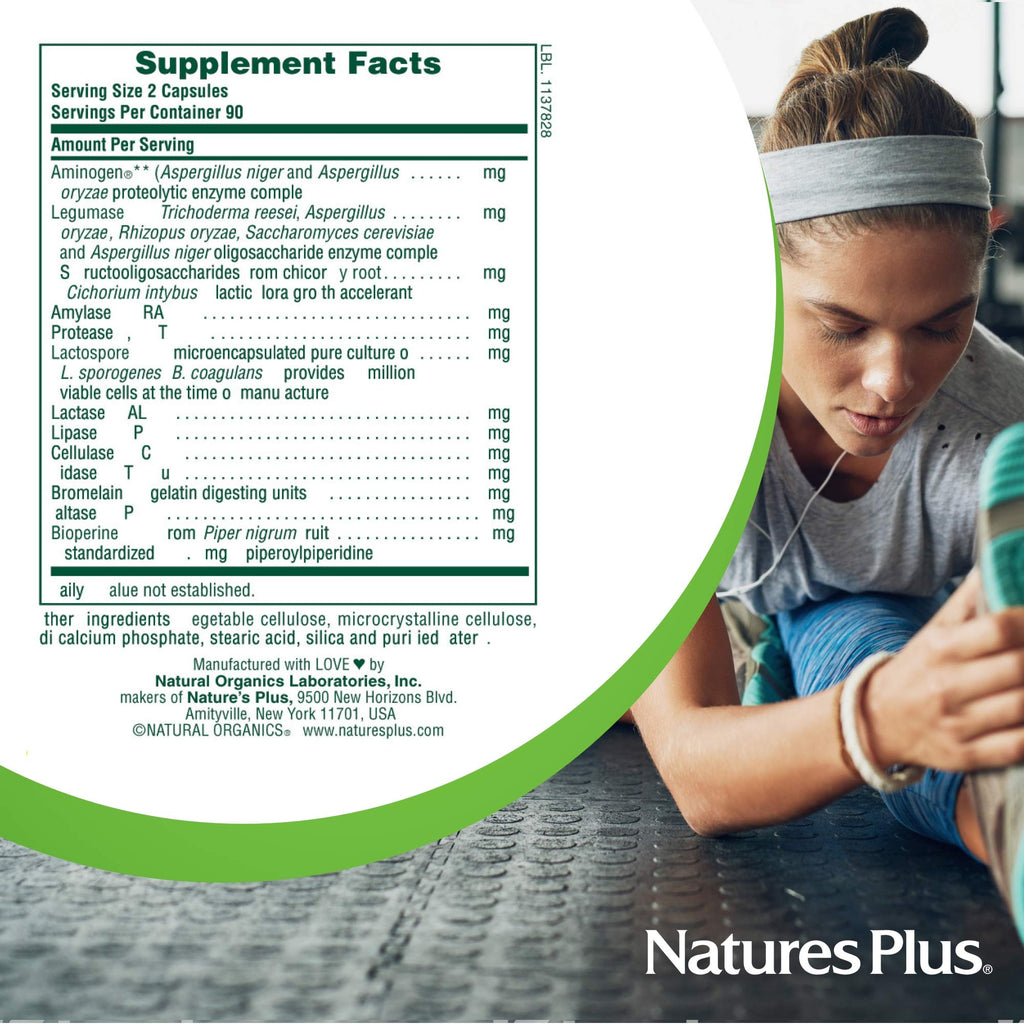 Natures Plus ActiZyme 180 Veg Caps – Digestive Enzymes & Probiotics
