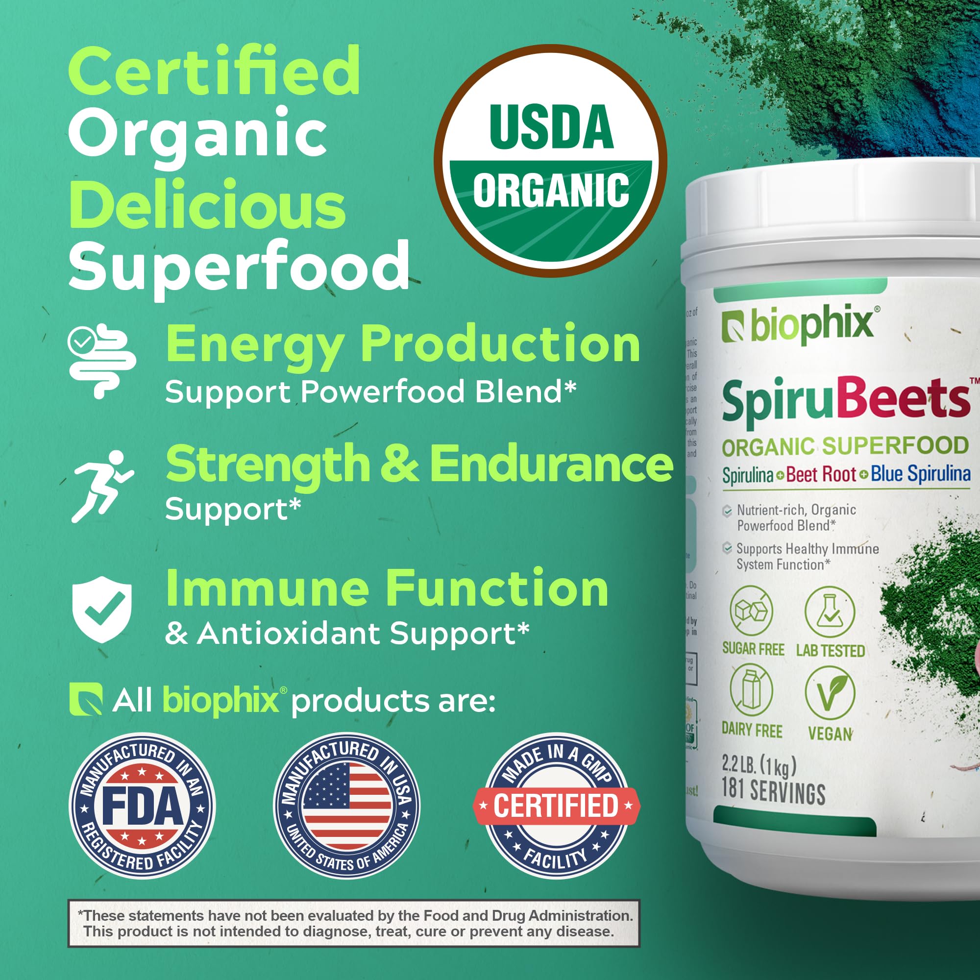 Biophix SpiruBeets 2.2 lb – Spirulina Beet Root Protein-Rich Superfood