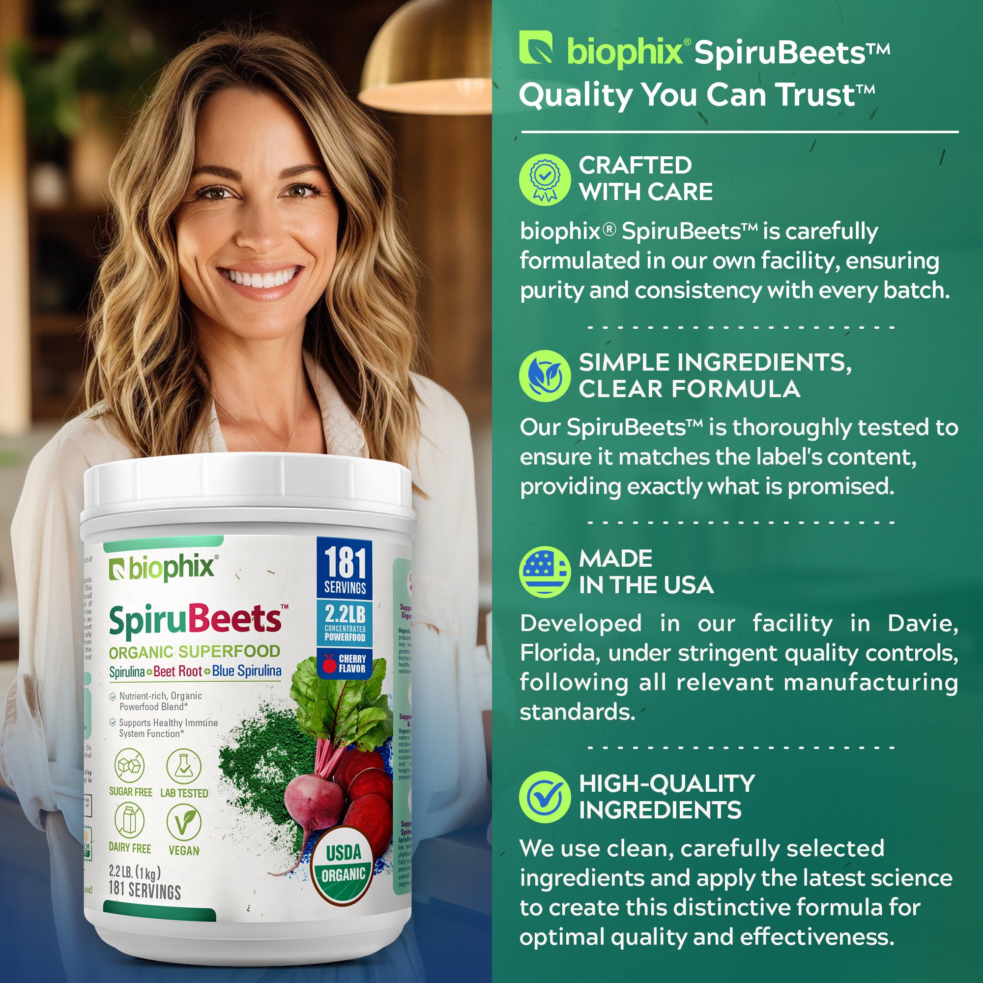 Biophix SpiruBeets 2.2 lb – Spirulina Beet Root Protein-Rich Superfood
