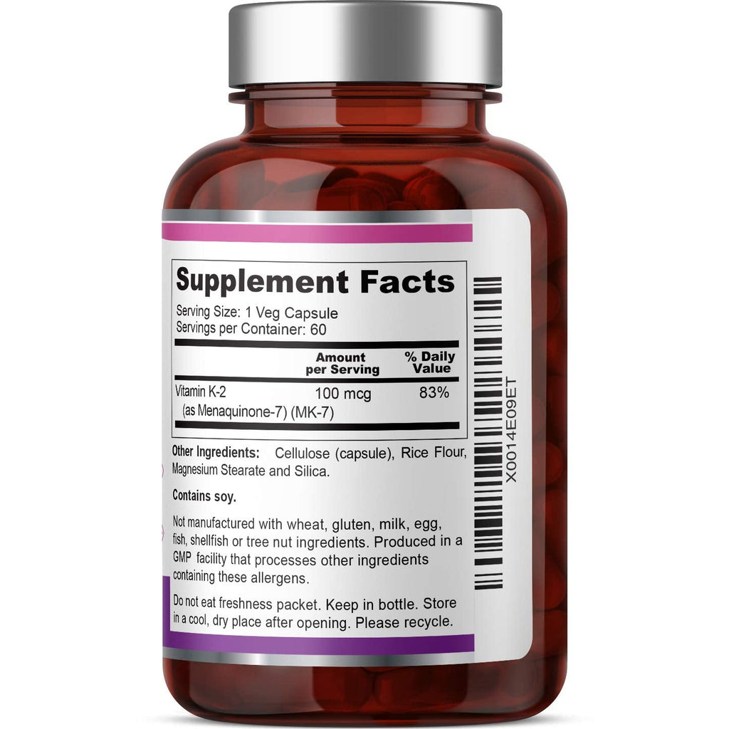 Biophix Vitamin K2 MK-7 100 mcg - 60 Veg Capsules | Pack of 2