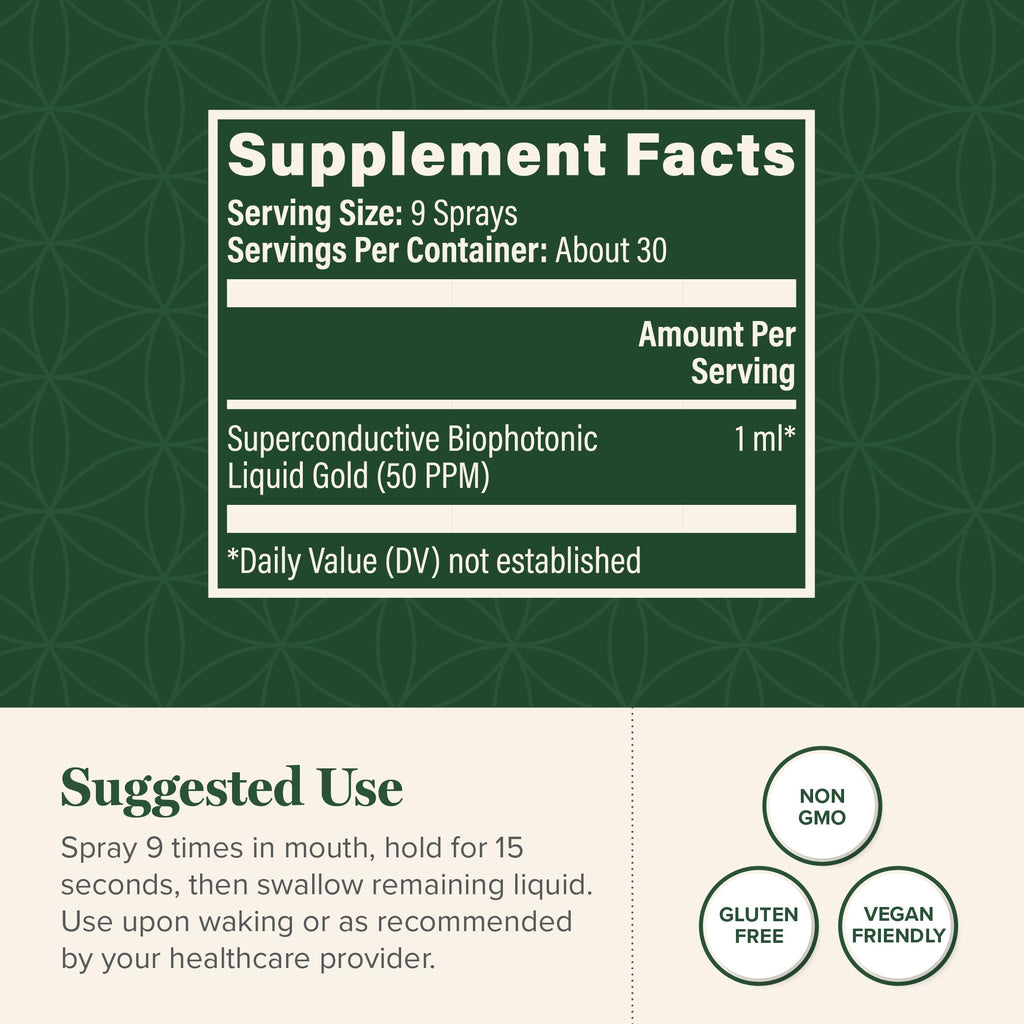 Global Healing Center Biophotonic Liquid Gold Spray - 1 Fl Oz