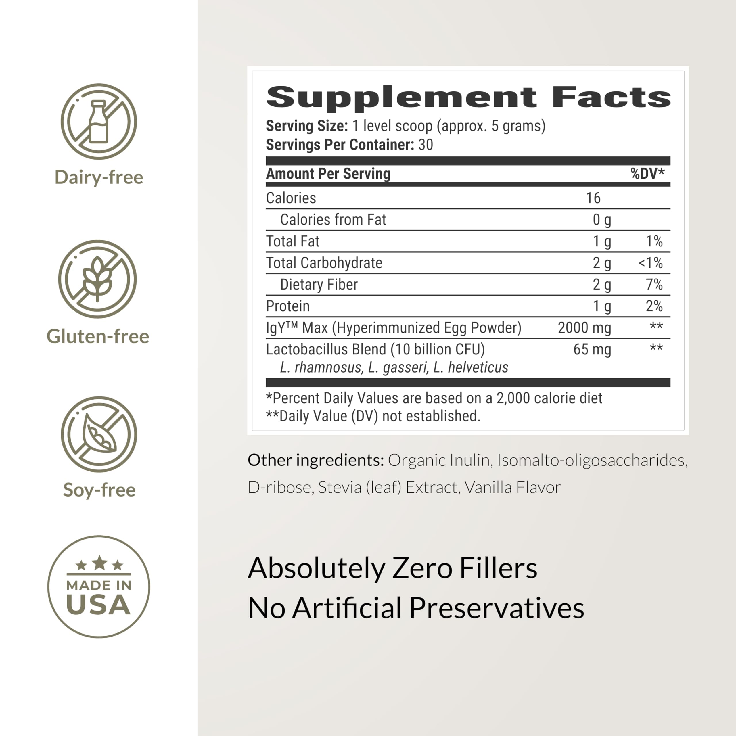 BIOptimizers Microbiome Breakthrough Gut Support Powder – Vanilla, Probiotics & IgY Max