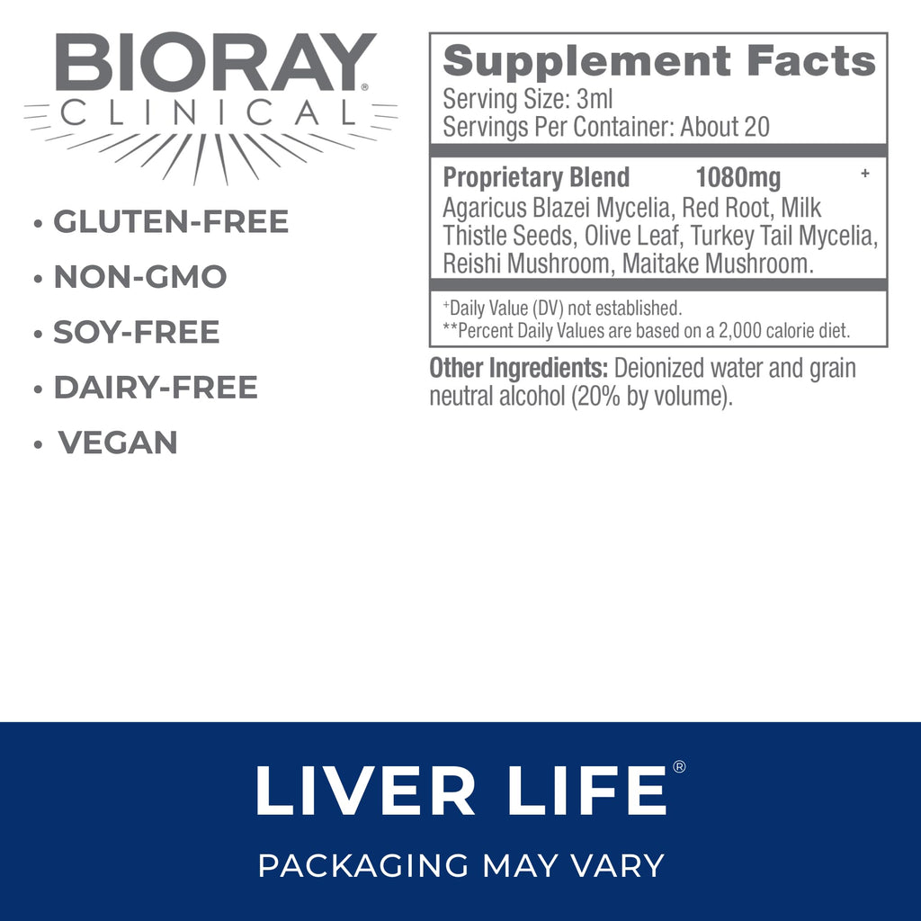 BIORAY Clinical Liver Life 2 oz | Liver Support Tincture | Non-GMO, Vegetarian, Gluten Free