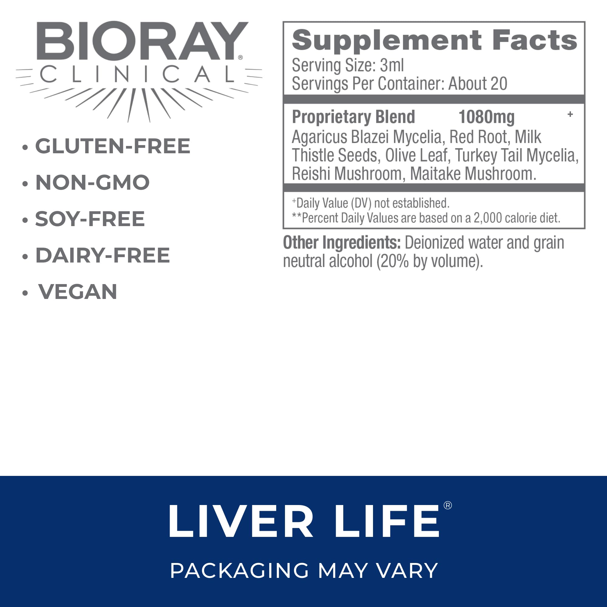 BIORAY Clinical Liver Life 2 oz | Liver Support Tincture | Non-GMO, Vegetarian, Gluten Free