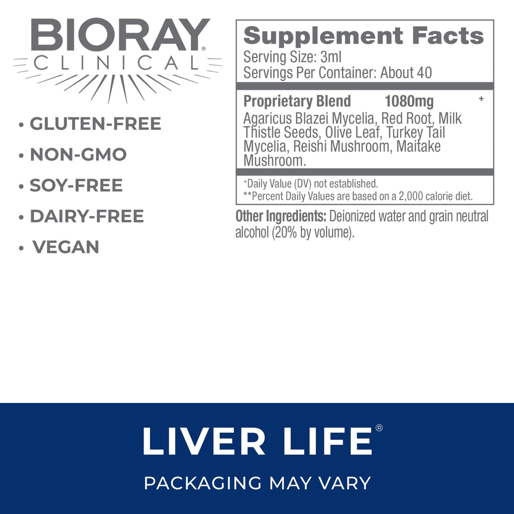 BIORAY Clinical Liver Life – Liver Support Tincture 4 oz | Non-GMO, Vegetarian, Gluten Free