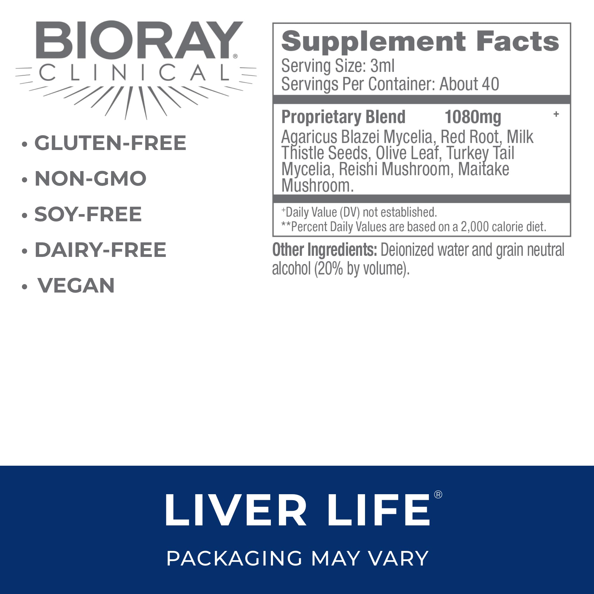 BIORAY Clinical Liver Life – Liver Support Tincture 4 oz | Non-GMO, Vegetarian, Gluten Free