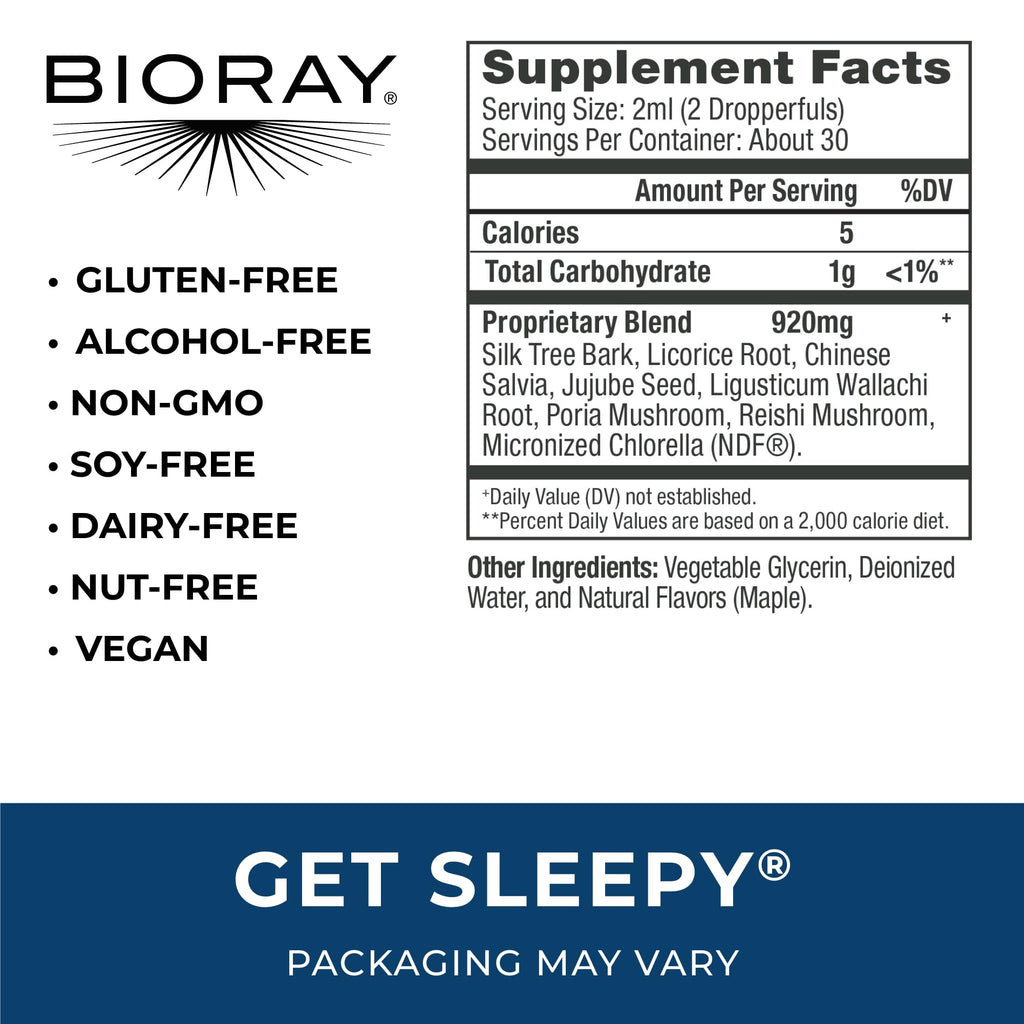 BIORAY Daily Get Sleepy – Sleep Support Liquid with Medicinal Mushrooms & Micronized Chlorella