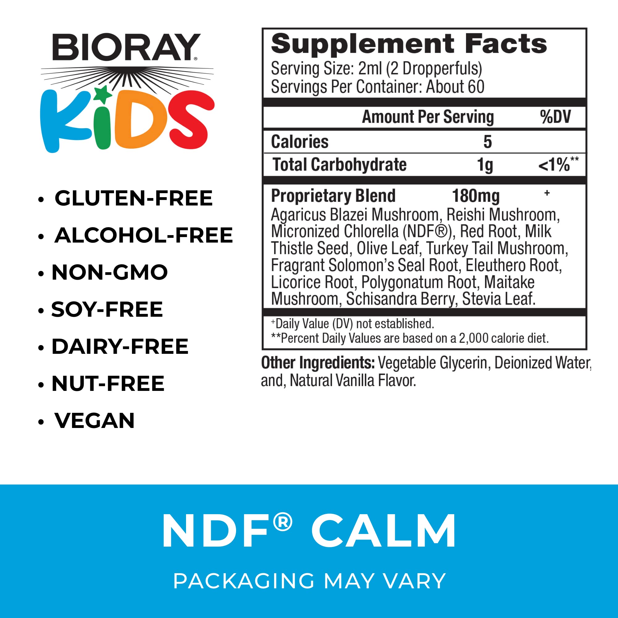BIORAY Kids NDF Calm, Vanilla - Toxin Binding & Liver Support (4 fl oz)