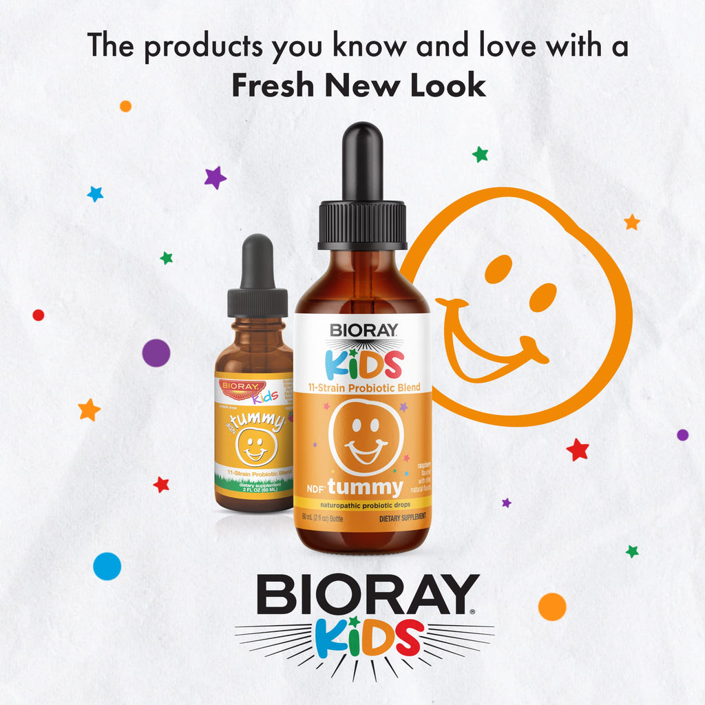 BIORAY Kids NDF Tummy Raspberry – 11-Strain Probiotic, 2 oz, Vegan, Gluten Free