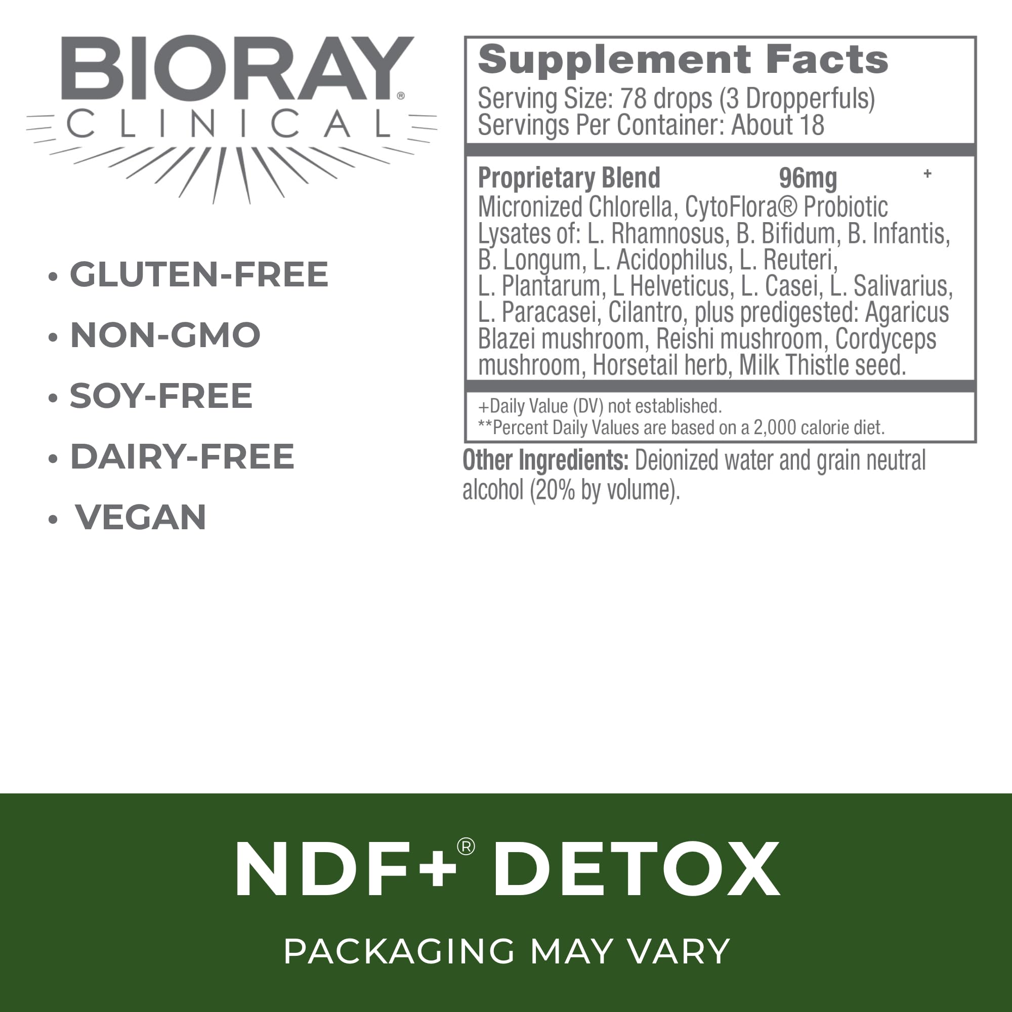 BIORAY Clinical NDF Plus 1 fl oz – Naturally Removes Toxins (Non-GMO, Vegetarian, Gluten Free)
