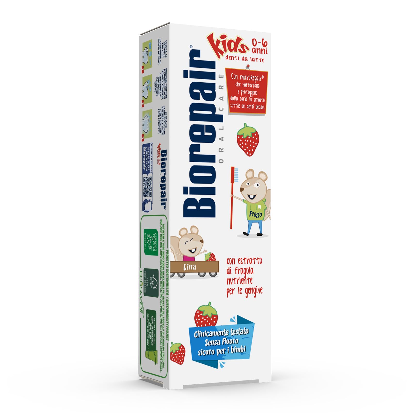 Biorepair Junior Toothpaste - MicroRepair for Kids, Strawberry Flavor, 50ml