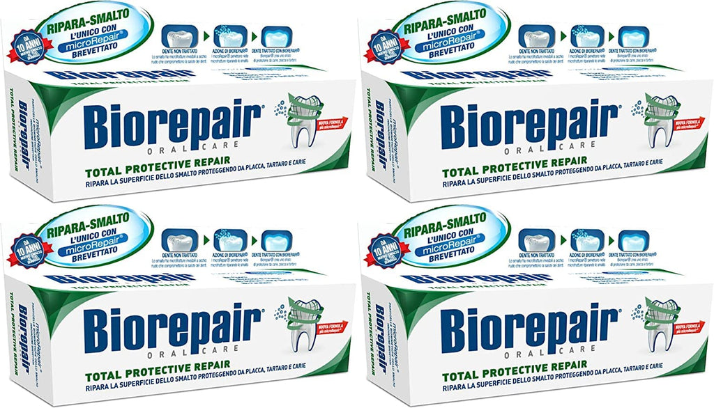 Biorepair Total Protective Repair Toothpaste with microRepair | 4 x 75 ml (Italian Import)