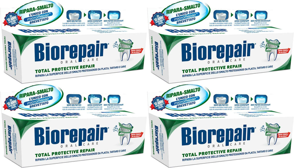 Biorepair Total Protective Repair Toothpaste with microRepair | 4 x 75 ml (Italian Import)
