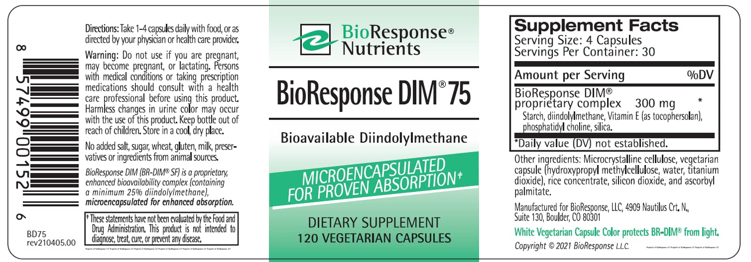 BioResponse DIM 75-75mg 120 Capsules | BR-DIM for Hormonal Balance