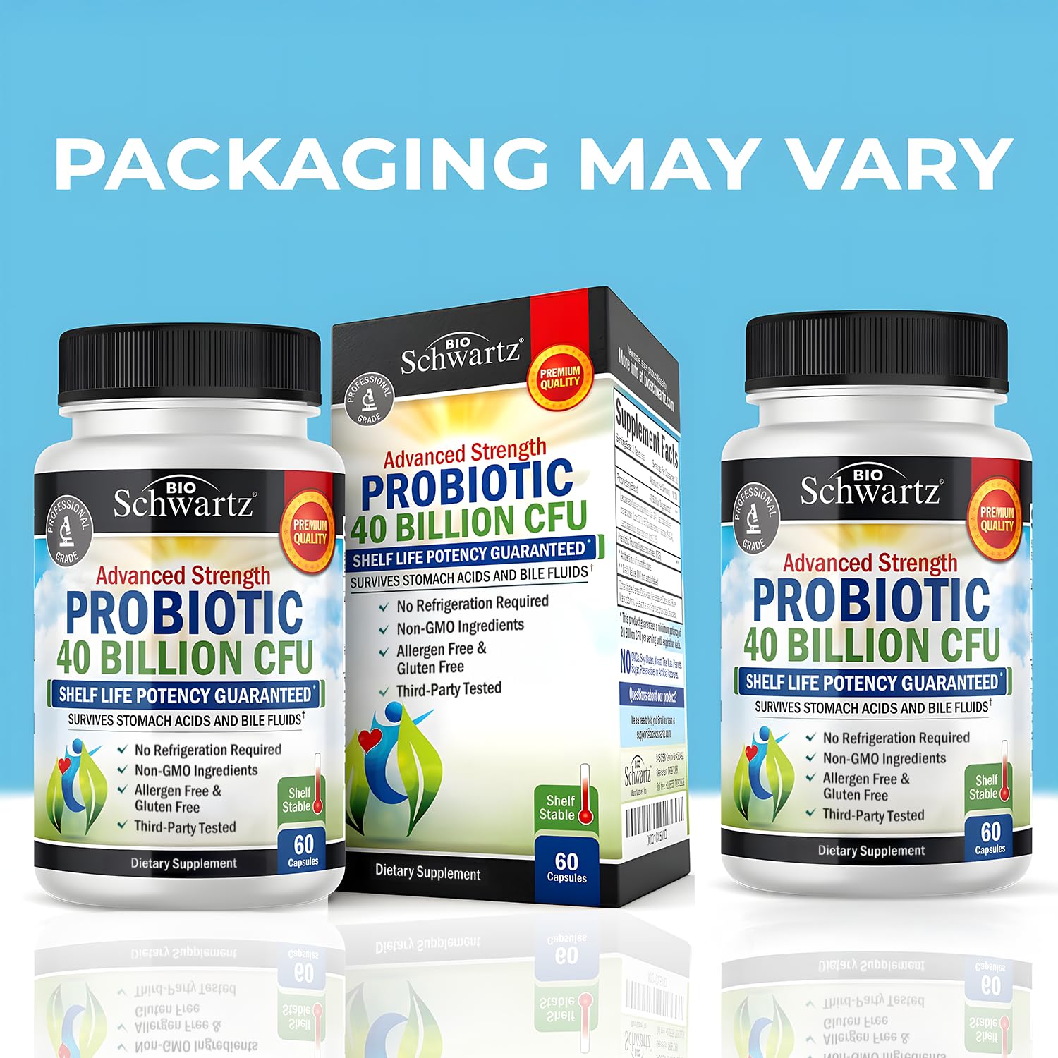 BioSchwartz Daily Probiotic - 40 Billion CFU for Gut Health with Astragalus - Shelf-Stable 60 Count