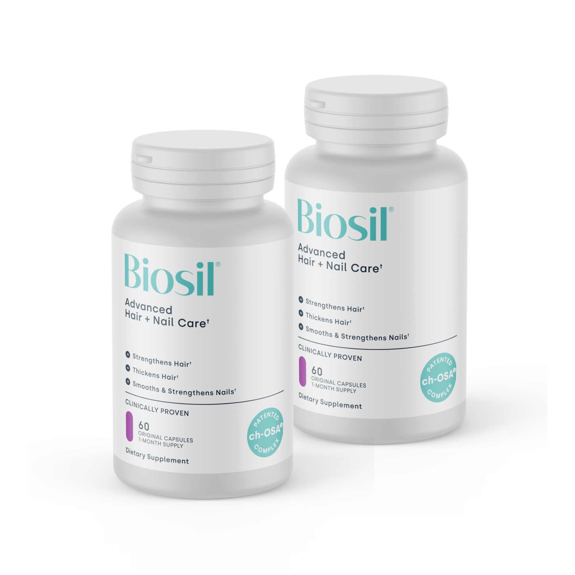 Biosil Advanced Hair + Nail Care – 60 Capsules, Pack of 2 | ch-OSA + Biotin