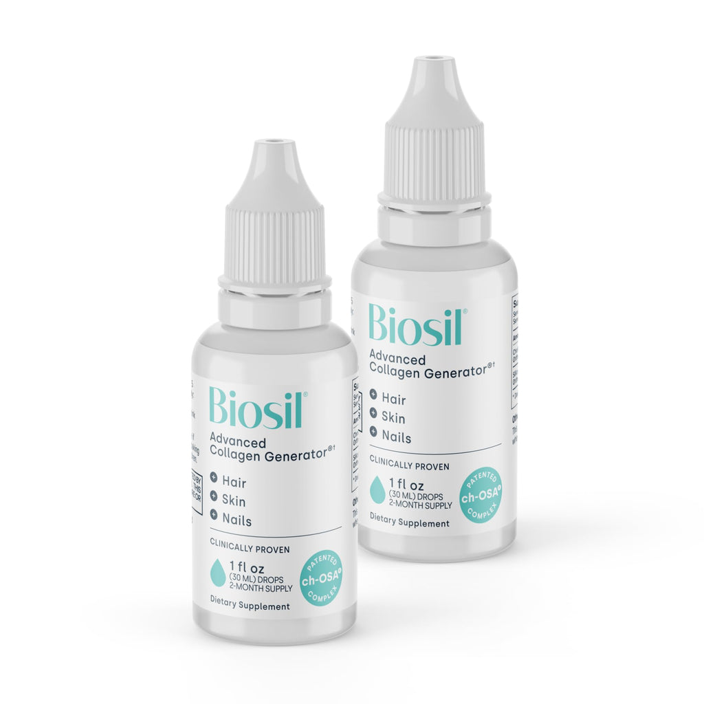 Biosil Collagen Booster Drops - Patented ch-OSA Activator for Skin, Hair, Nails & Joints (1 fl oz x 2)