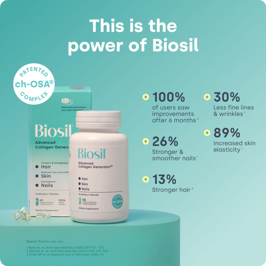 Biosil Collagen Booster Supplement – 180 Vegan Capsules with Patented ch-OSA