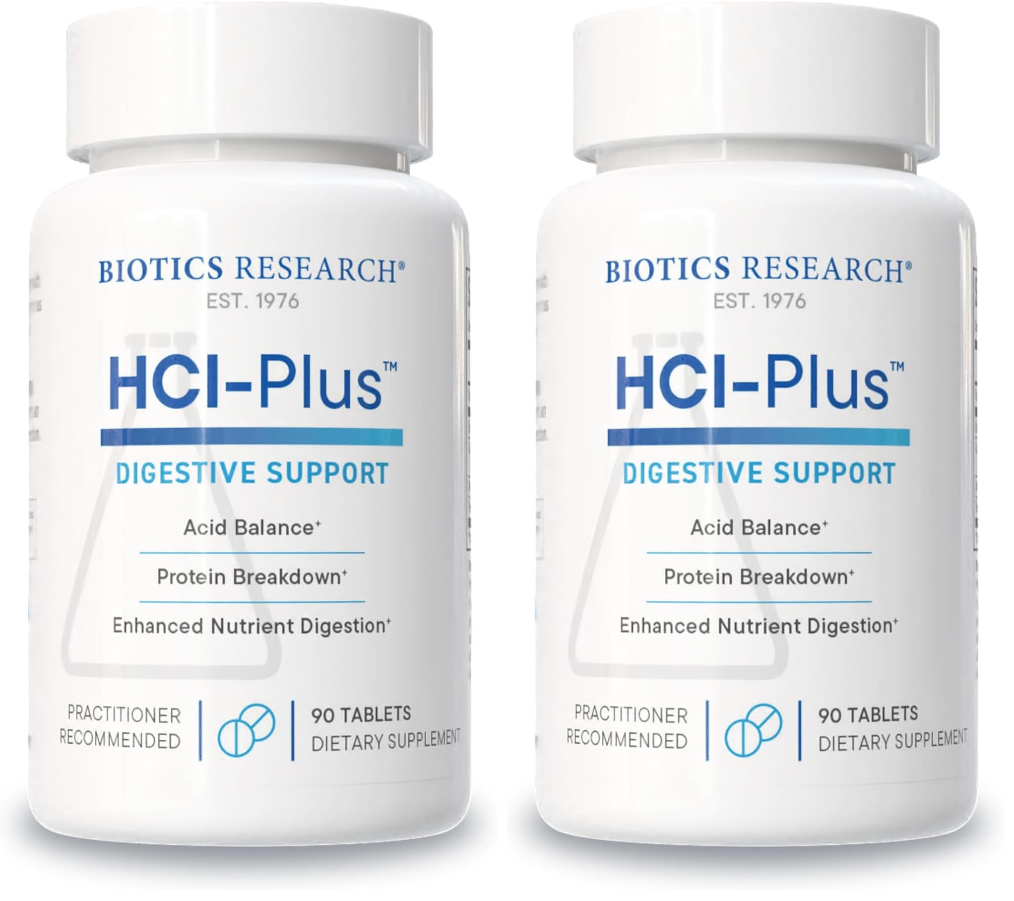 Biotics Research HCl Plus – Digestive Support with Betaine HCl, Pepsin & Glutamic Acid | 90 Tabs (Pack of 2)
