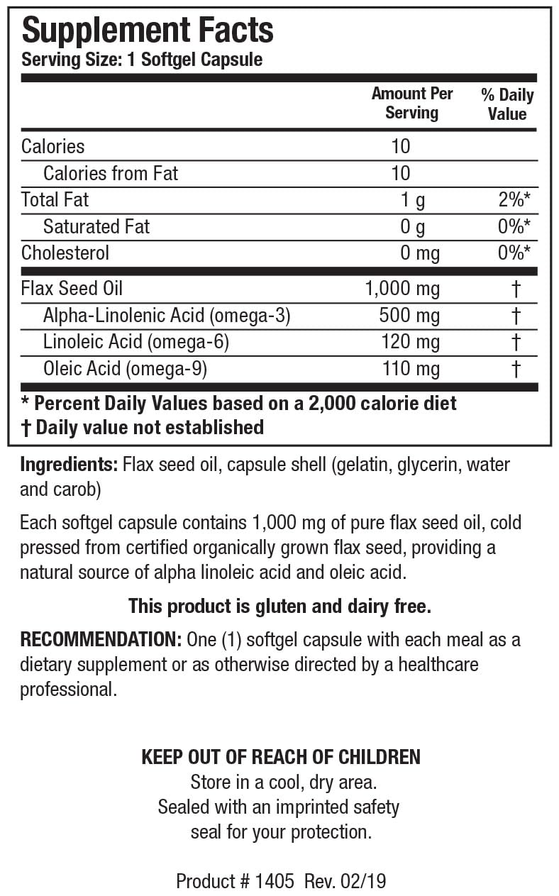 Biotics Research Flax Seed Oil – 1000 mg per Capsule, Cold-Pressed, Organic Flax Seed, 100 Softgels, Heart Health