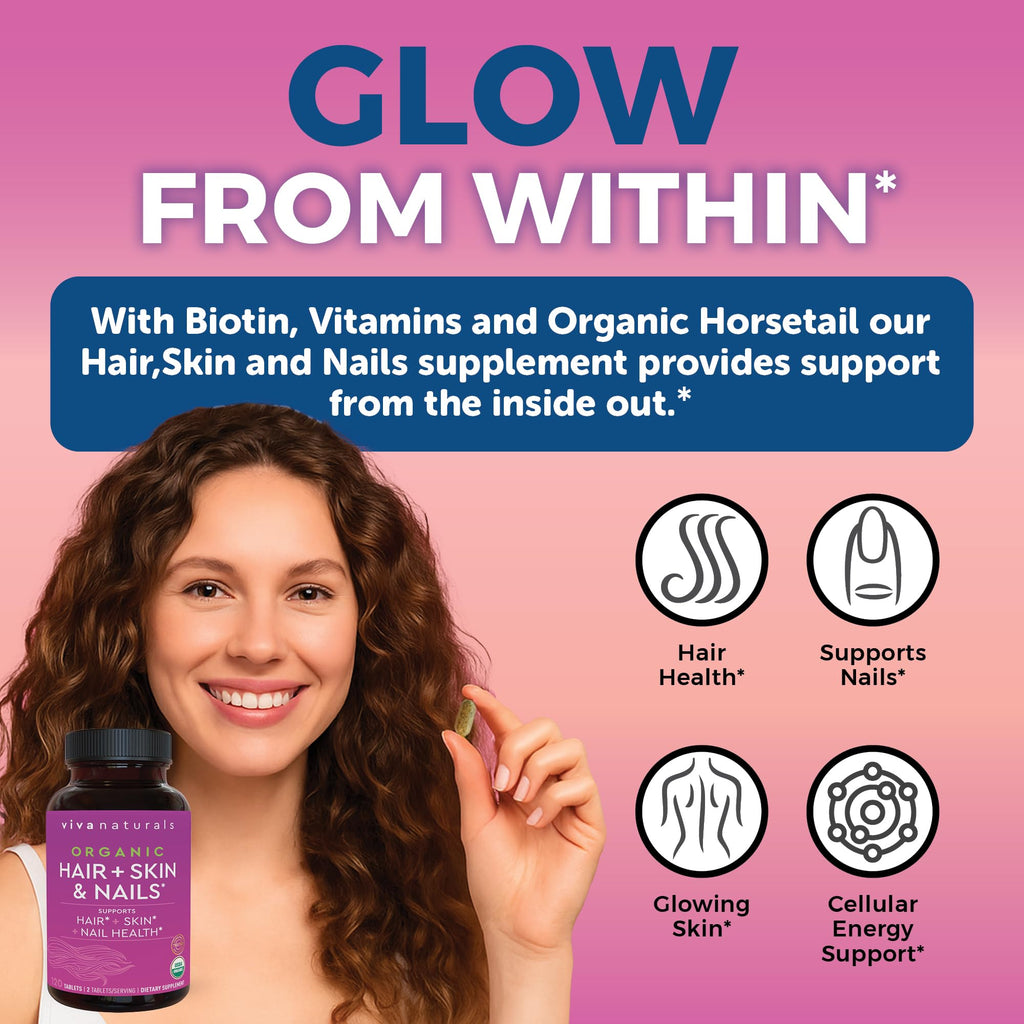 Biotin 5000 mcg Hair, Skin & Nails for Women – Organic & Vegetarian | 120 Count
