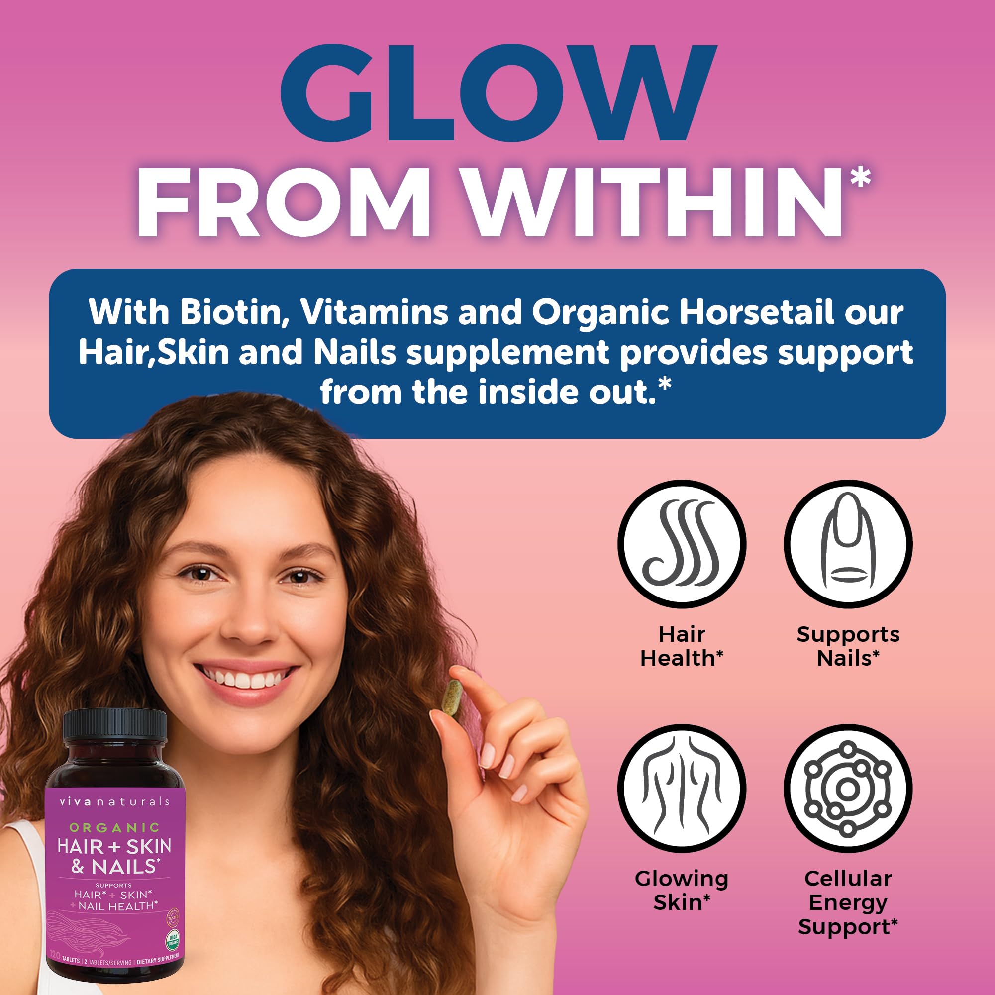 Biotin 5000 mcg Hair, Skin & Nails for Women – Organic & Vegetarian | 120 Count