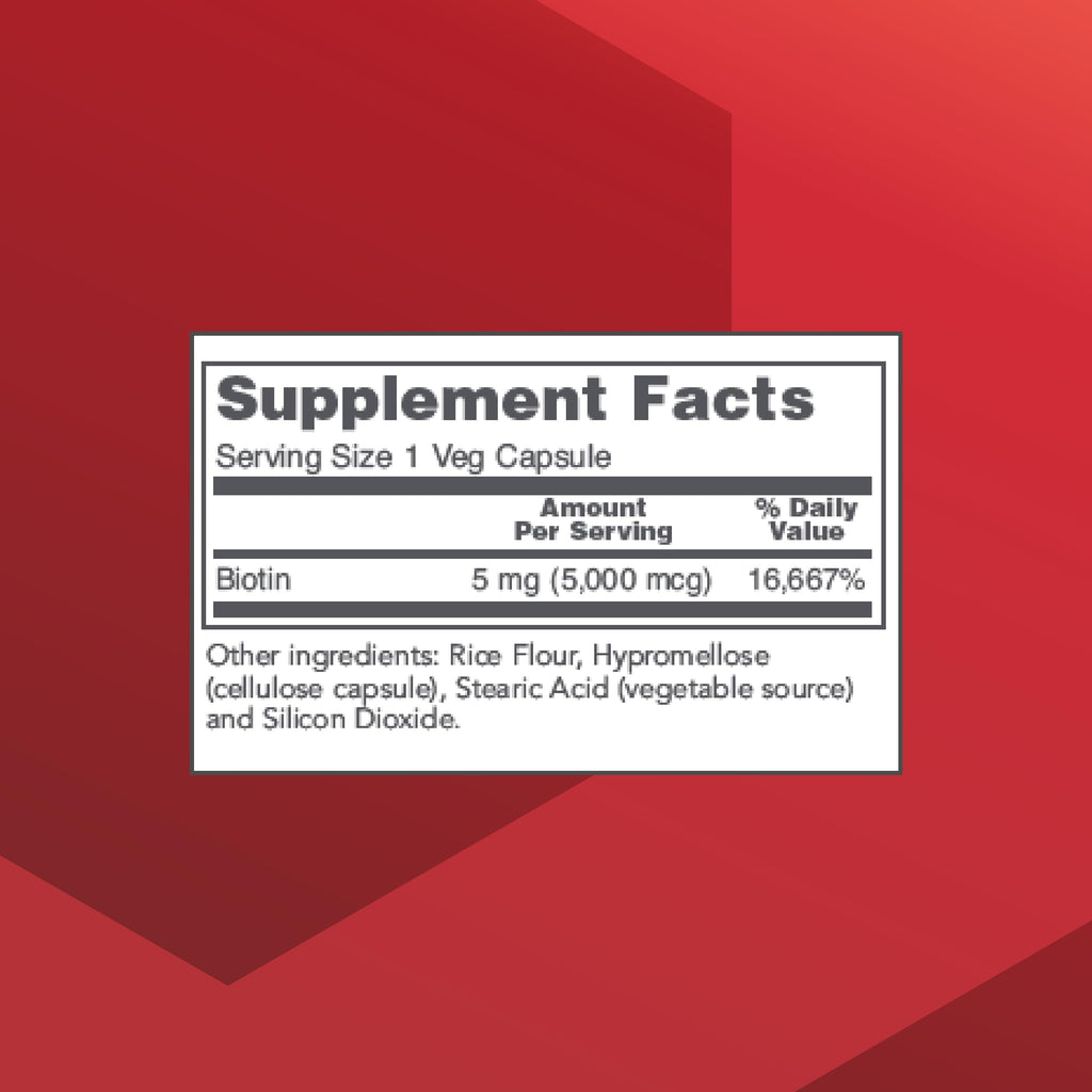 Biotin 5,000mcg Vitamin B7 – Hair, Skin & Nails | 90 Veg Caps