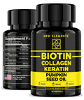 Biotin 10000mcg with Collagen, Keratin & Pumpkin Seed Oil – Hair, Skin & Nails Support | For Women & Men