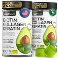 Biotin and Collagen Peptide Gummies for Hair Growth, Skin & Nails – 120 Pcs (2 Pack) – 82,000 mcg Biotin Chewables with Keratin Max Strength