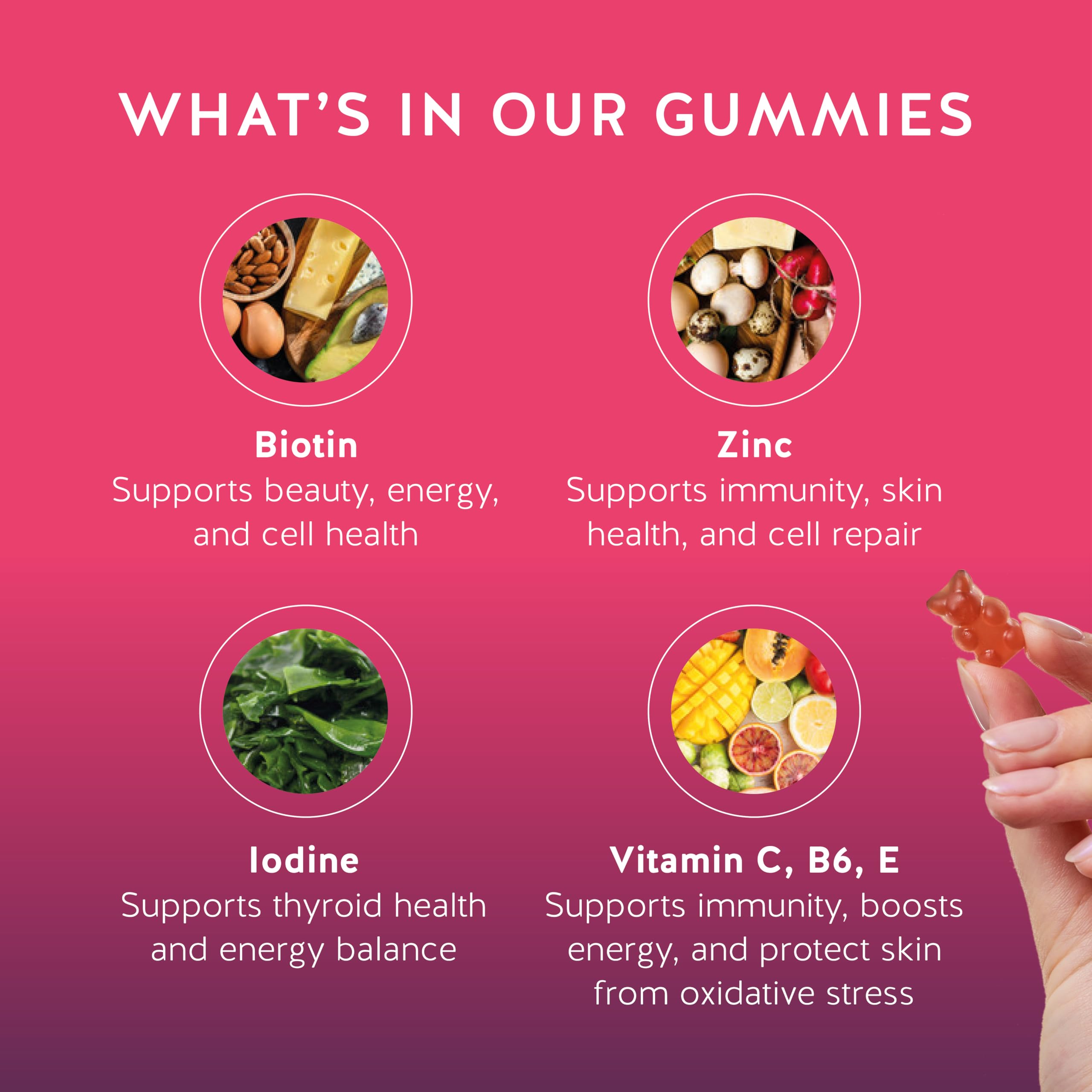 Biotin Gummies for Hair, Skin & Nails – 5,000 mcg High-Potency Vegan Vitamins (60 Gummies)